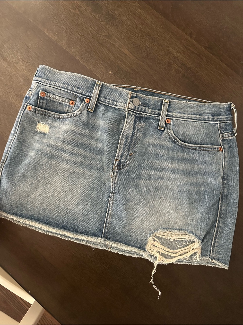 Levi's Light Blue Distressed Denim Mini Skirt